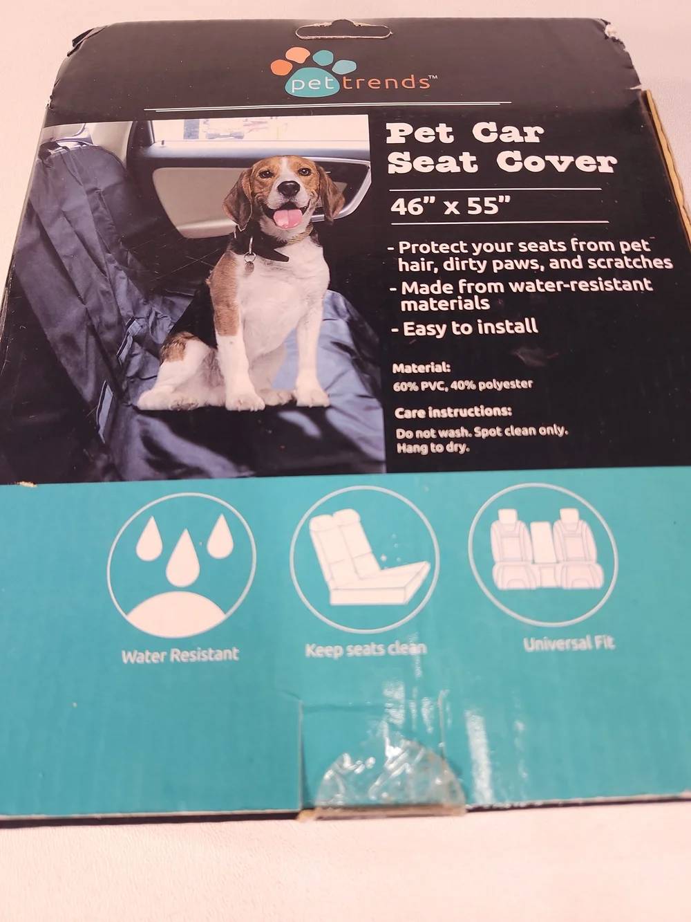 Pettrends Black Dog Car Seat Cover - Waterproof Back Seat Protector